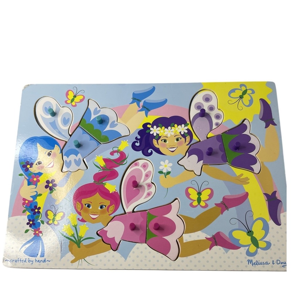MELISSA AND DOUG DRESSUP FAIRIES WOOD PUZZLE PEG STYLE